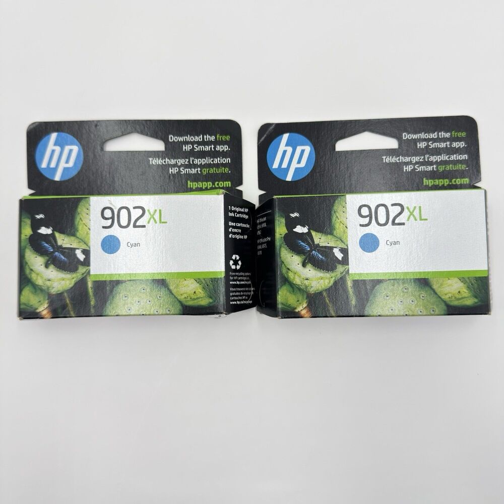 Genuine HP 902XL Cyan Ink Cartridges Lot Of 2 Expiration 2025